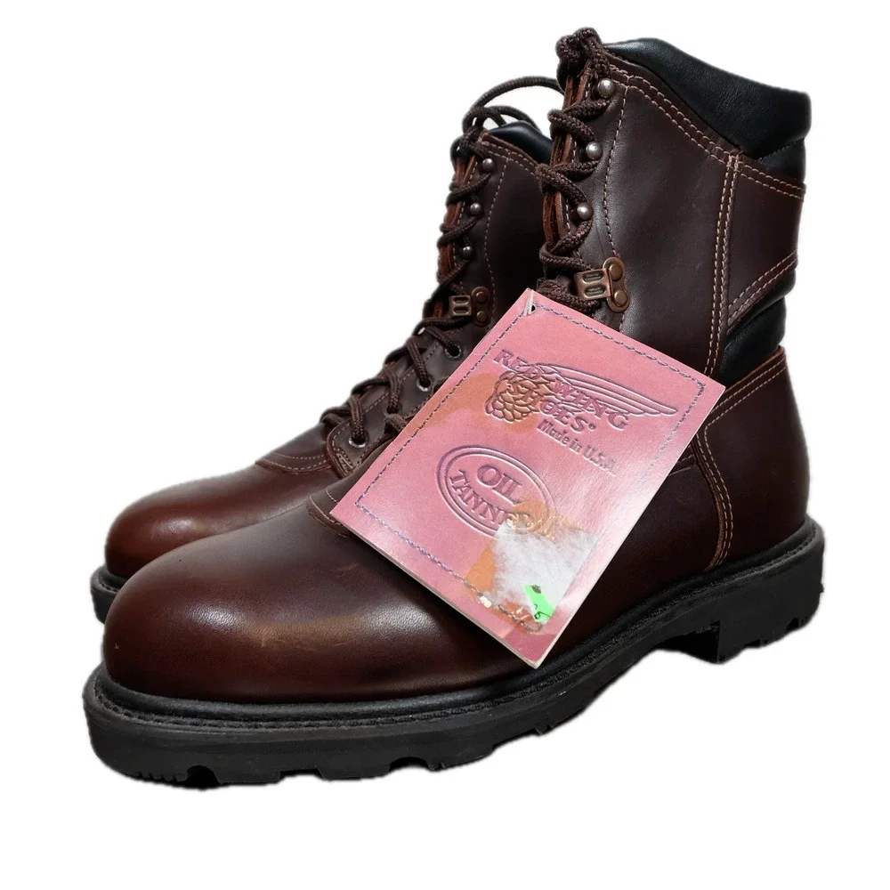 Red Wing 978 Work Boots Mens 9.5 D Brown Leather Vibram Made in USA New